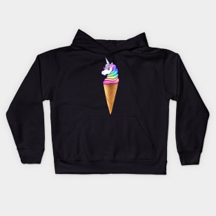 Rainbow Unicorn Unicone Ice Cream Cone Kids Hoodie